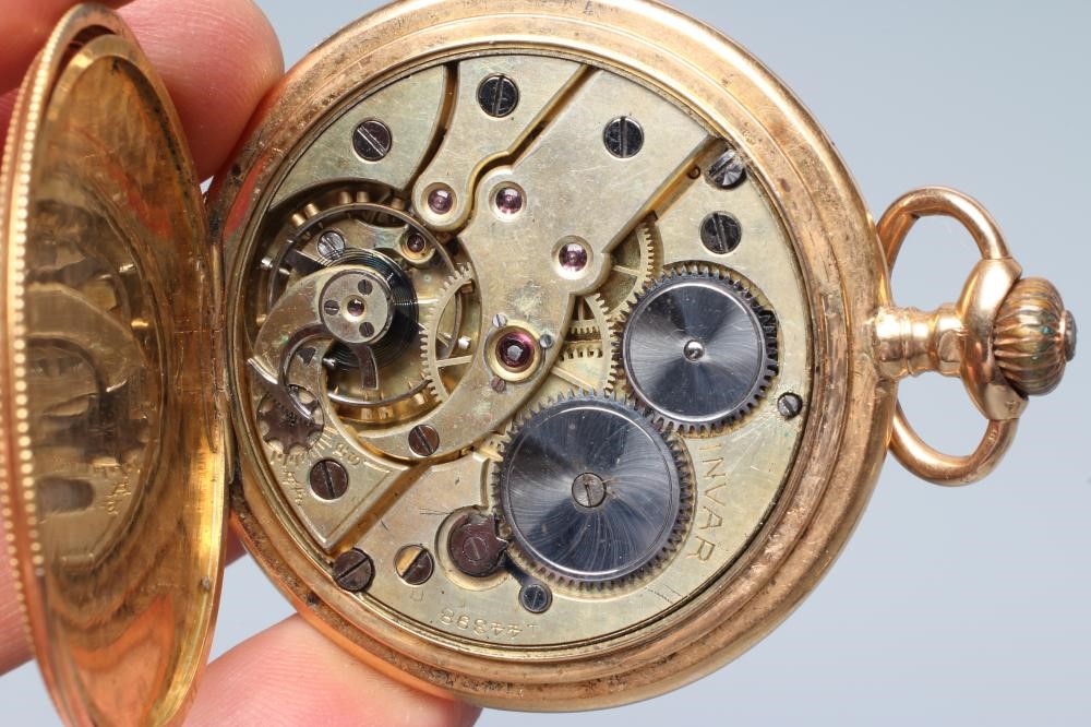 AN INVAR TOP WIND HUNTER CASED POCKET WATCH Image