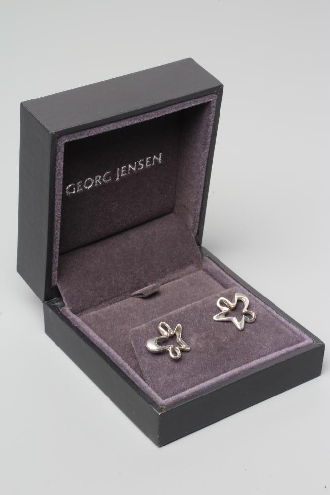 A PAIR OF GEORG JENSEN SILVER 'SPLASH' EAR STUDS, stamped, cased and boxed (Est. plus 24% premium Image
