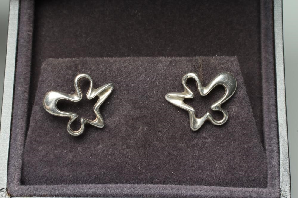 A PAIR OF GEORG JENSEN SILVER 'SPLASH' EAR STUDS, stamped, cased and boxed (Est. plus 24% premium Image