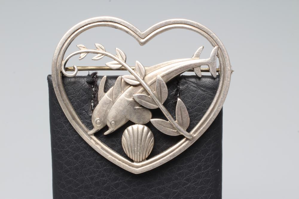 A GEORG JENSEN SILVER HEART SHAPED BROOCH similar to the previous lot, stamped and numbered 312 Image