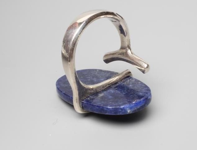 A GEORG JENSEN SILVER DRESS RING designed by Viviana Torun Bulow-Hube with a polished hardstone Image