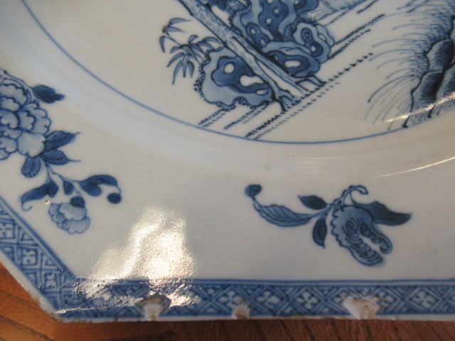 A CHINESE PORCELAIN CHARGER of octagonal form, painted in underglaze blue with a deer in open Image