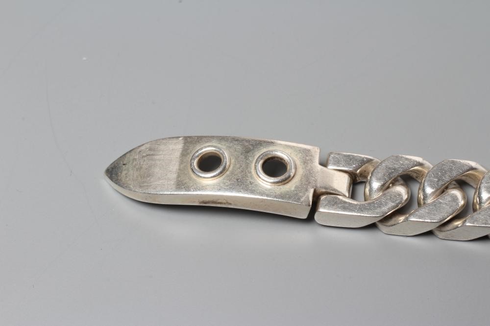 AN HERMES SILVER BRACELET, the flat curb links with buckle clasp, stamped HERMES, Ag 925 A*D Image