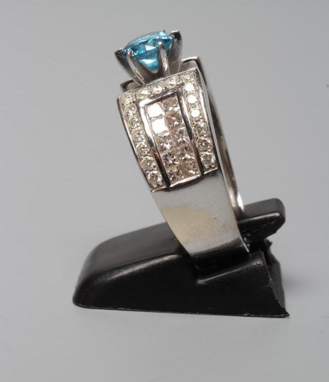 A BLUE AND WHITE DIAMOND COCKTAIL RING Image