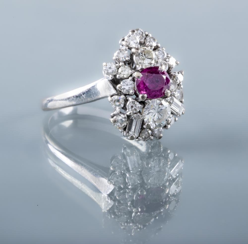 A MODERNIST RUBY AND DIAMOND RING Image