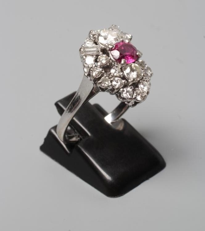 A MODERNIST RUBY AND DIAMOND RING Image