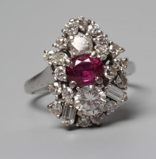 A MODERNIST RUBY AND DIAMOND RING Image