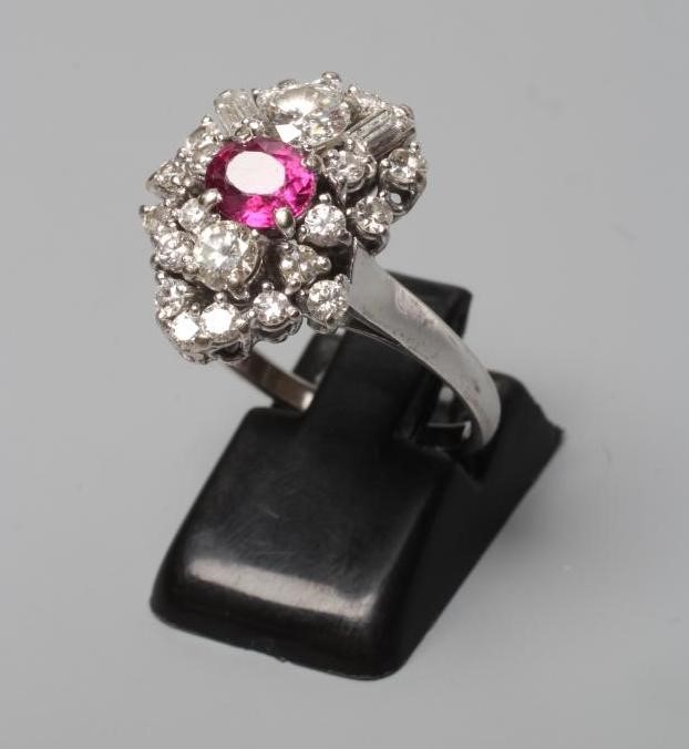 A MODERNIST RUBY AND DIAMOND RING Image