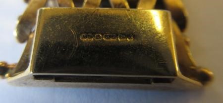 A 9CT GOLD CHAIN MAIL LINK BRACELET with matt effect links and slide fastener, Birmingham hallmark Image