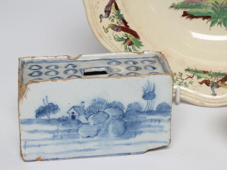 AN ENGLISH DELFT FLOWER BRICK Image