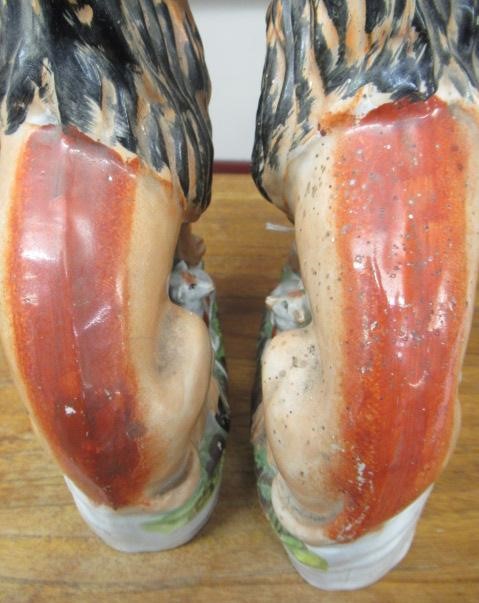 A PAIR OF VICTORIAN STAFFORDSHIRE POTTERY VAN AMBURGH LION AND LAMB FLATBACK MODELS, well moulded Image