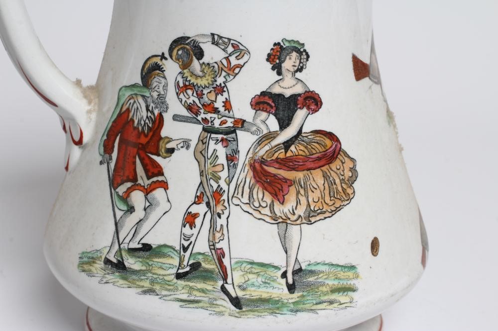 A PAIR OF VICTORIAN ELSMORE & FORSTER IRONSTONE PUZZLE JUGS of baluster form Image