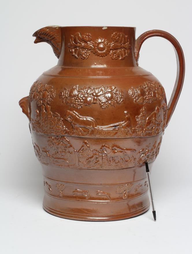 A LARGE SALTGLAZE STONEWARE HARVEST JUG Image