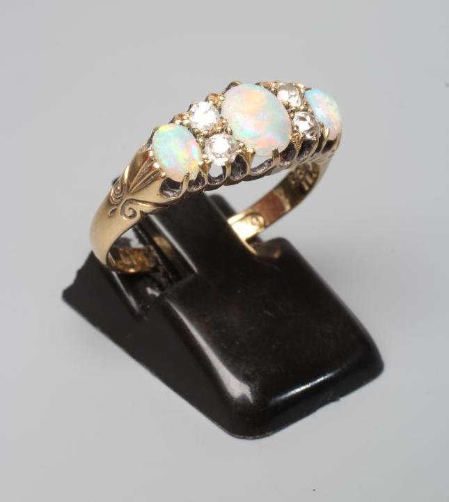 A LATE VICTORIAN OPAL AND DIAMOND RING Image