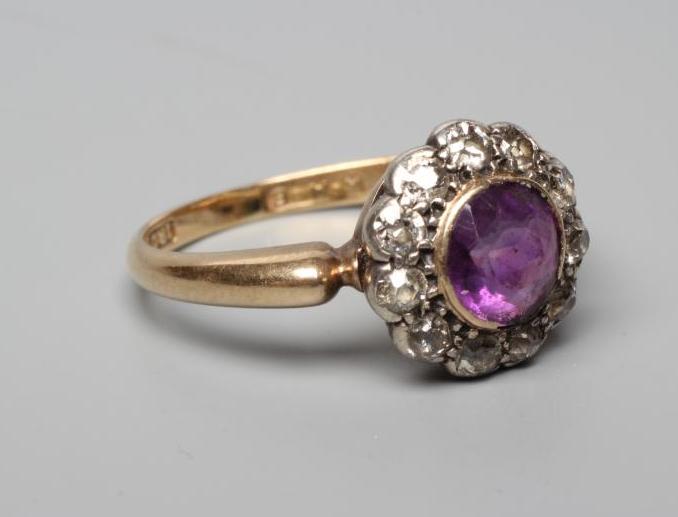 A LATE VICTORIAN AMETHYST AND DIAMOND CLUSTER RING Image