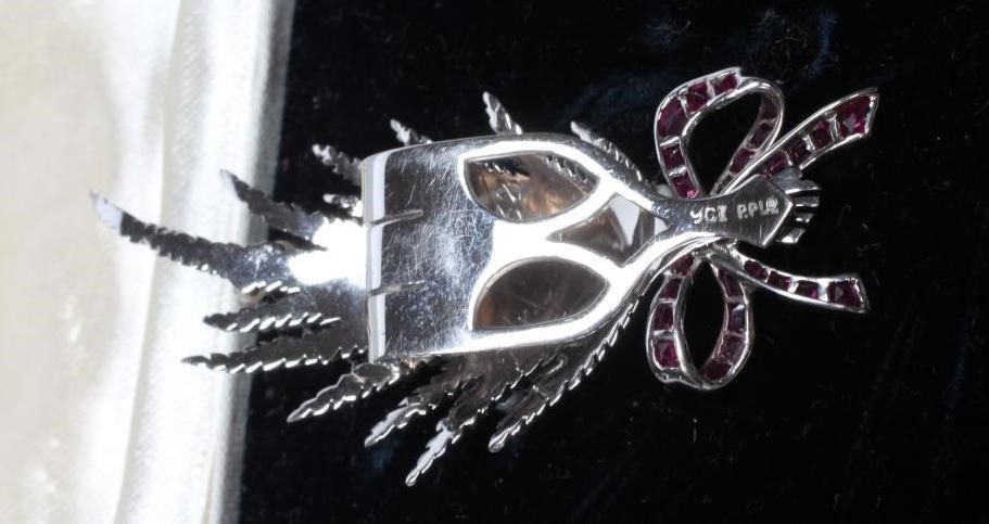 A RUBY AND DIAMOND HEATHER SPRAY DRESS CLIP Image