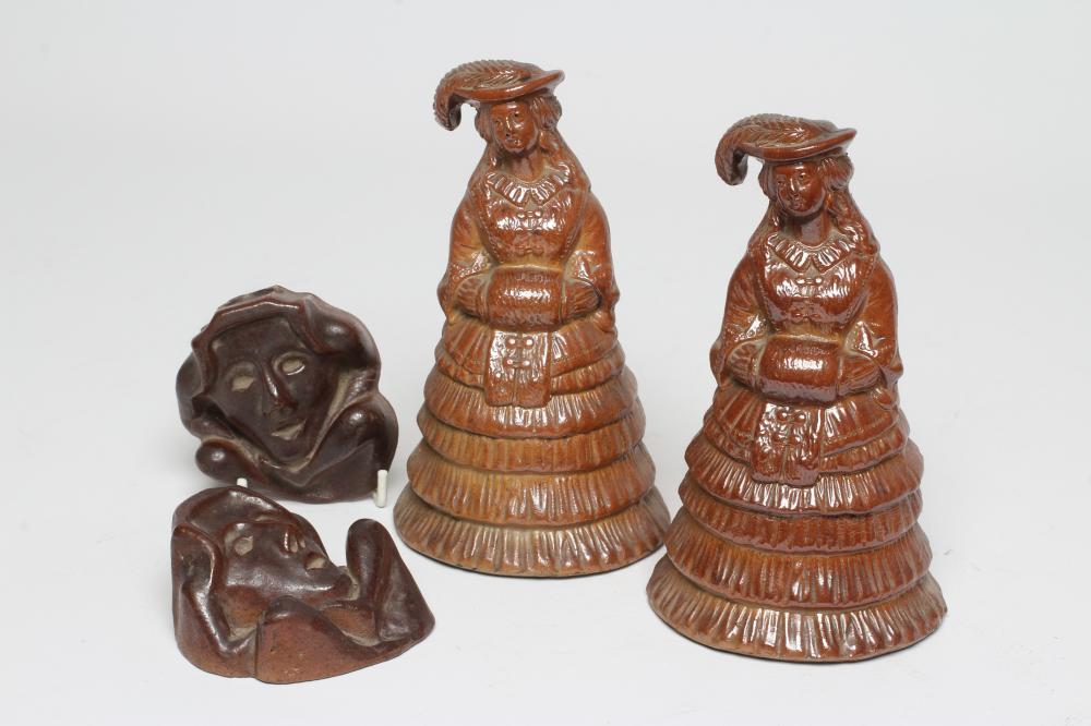 TWO BROWN SALTGLAZE STONEWARE FIGURES Image