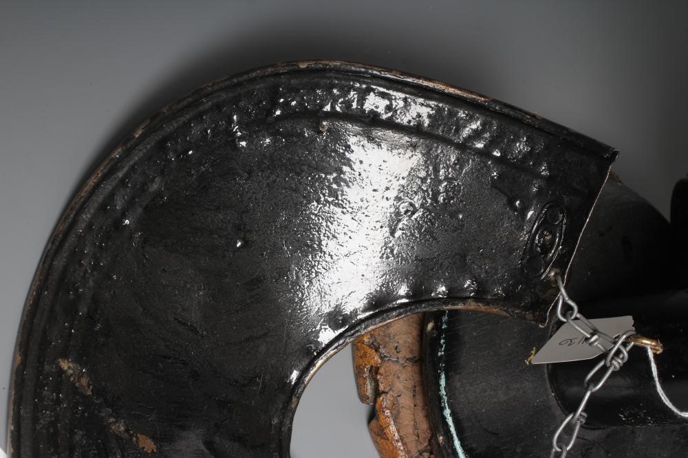 A REPRODUCTION BURGONET HELMET with high medial ridge, rounded peak, neck and ear guards, together Image