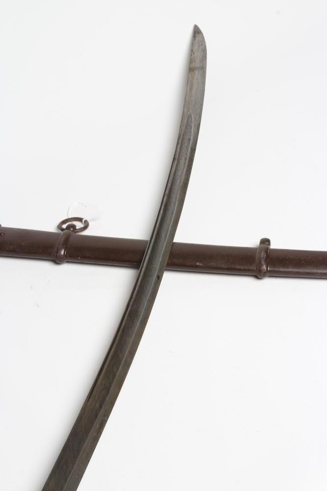 A FRENCH CAVALRY SABRE, possible US civil war import, with 35 1/2" curved and fullered blade, brass Image