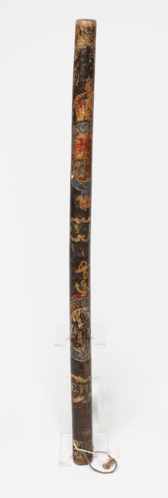 A VICTORIAN EDINBURGH HIGH CONSTABLE EBONISED WOOD LONG STAVE Image
