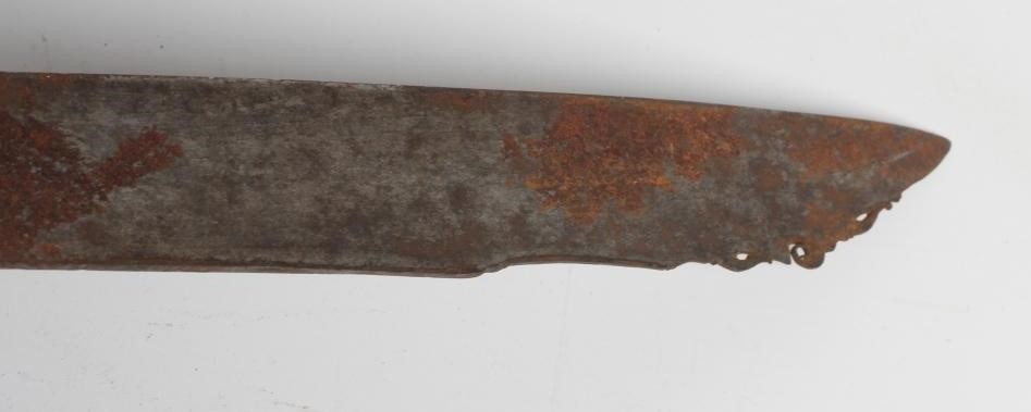 A DAYAK HEAD-HUNTER'S SWORD, the 21" blade shaped and decorated at the tip, carved bone handle, Image