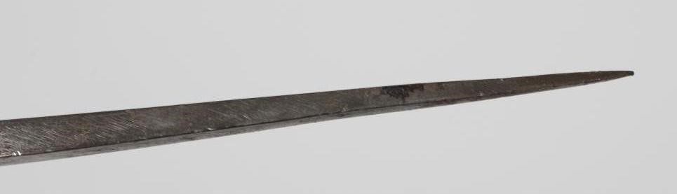 A VICTORIAN SWAGGER SWORD STICK, with 11 3/4" rectangular section blade, leather stick and partial Image
