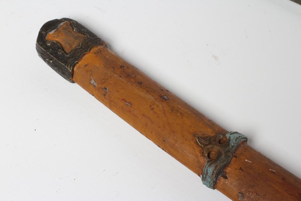 A JAPANESE WWII OFFICER'S KATANA, with 26 3/4" curved blade, military mounts, leather wrapped grip Image