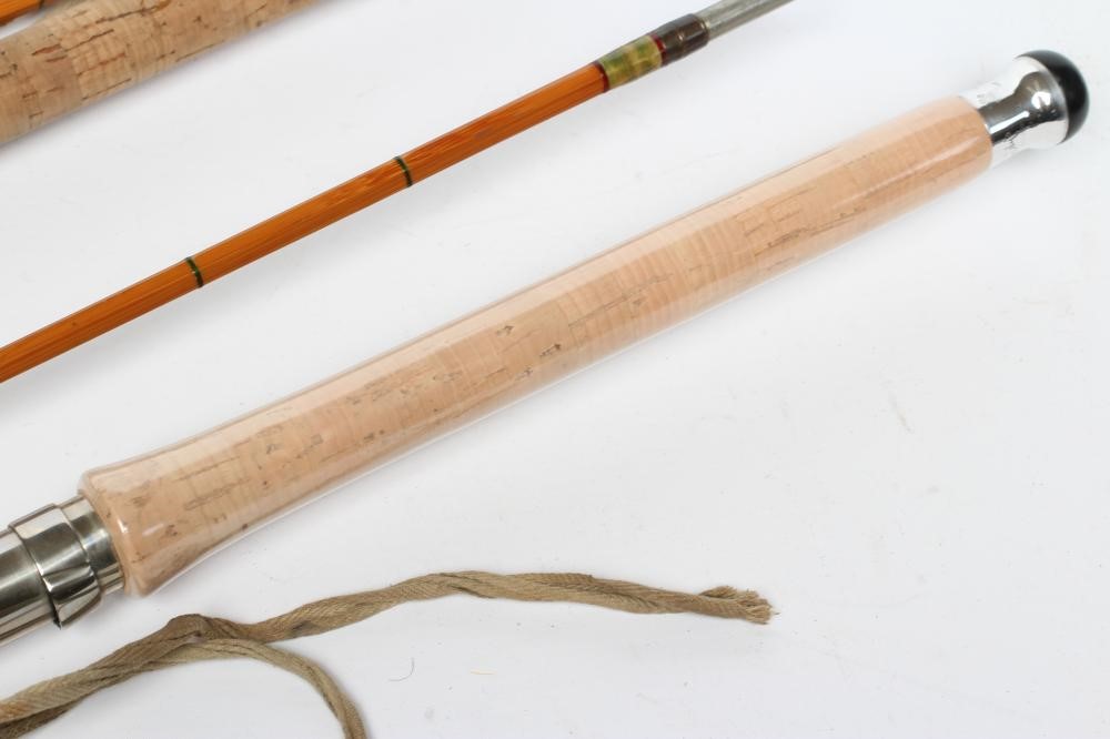 THREE HARDY "WANLESS" SPLIT CANE SPINNING RODS, all 9/10lb two piece rods, one still in its Image