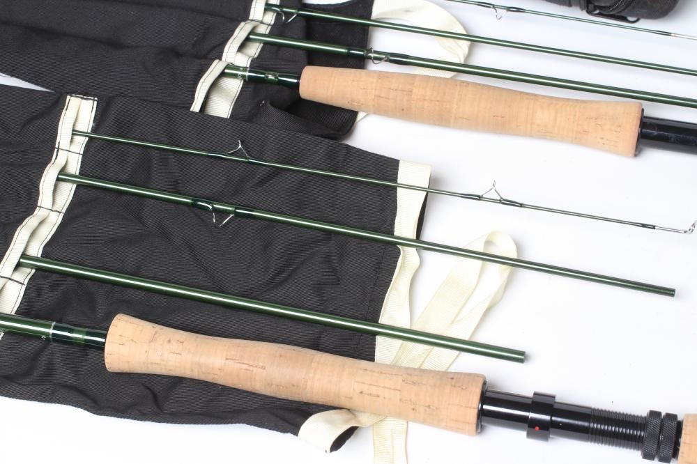 TWO HARDY UNIQUA FLY FISHING RODS, comprising one 8' #4 four piece rod, and one 10' #7 four piece Image