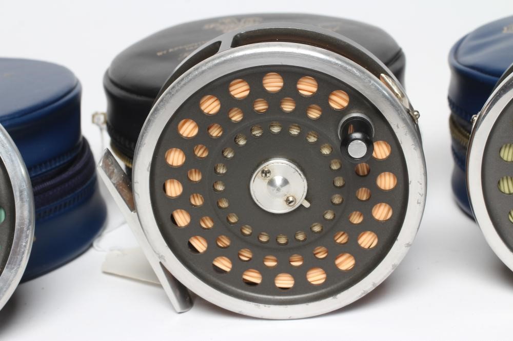 TWO HARDY MARQUIS FISHING REELS, comprising a #7 and a #8/9, with spare #8/9 spool and cases (3) Image