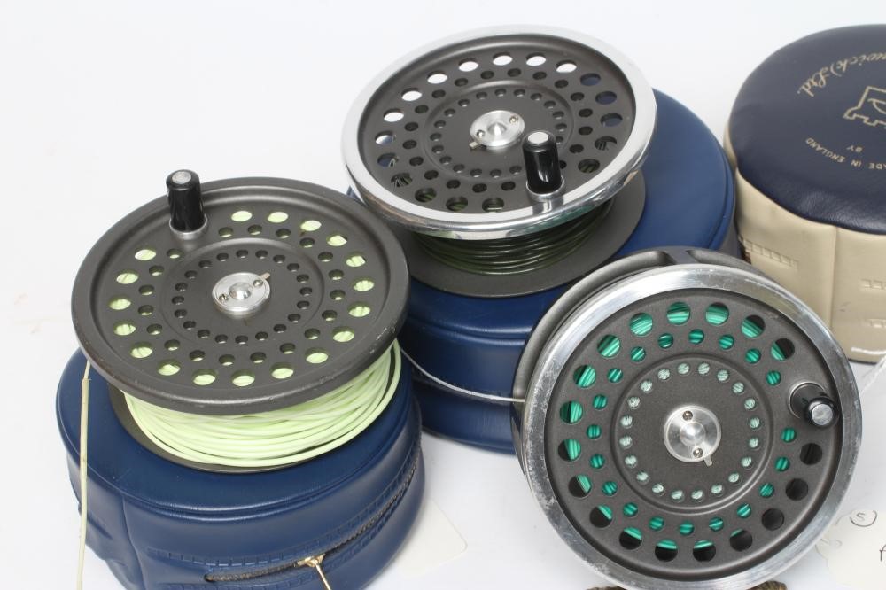 TWO HARDY MARQUIS FISHING REELS, comprising a #8/9 with a spare spool and a Salmon No.2 with two Image