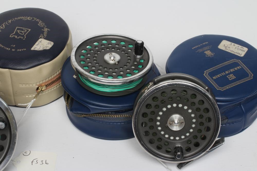 TWO HARDY MARQUIS FISHING REELS, comprising a #8/9 with a spare spool and a Salmon No.2 with two Image