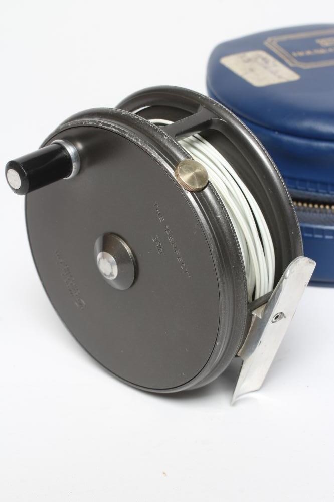A HARDY THE "PERFECT" 3 5/8" TROUT FISHING REEL with loop line guide, rim tensioner and Hardy bag Image