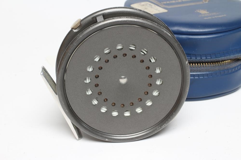 A HARDY THE "PERFECT" 3 5/8" TROUT FISHING REEL with loop line guide, rim tensioner and Hardy bag Image