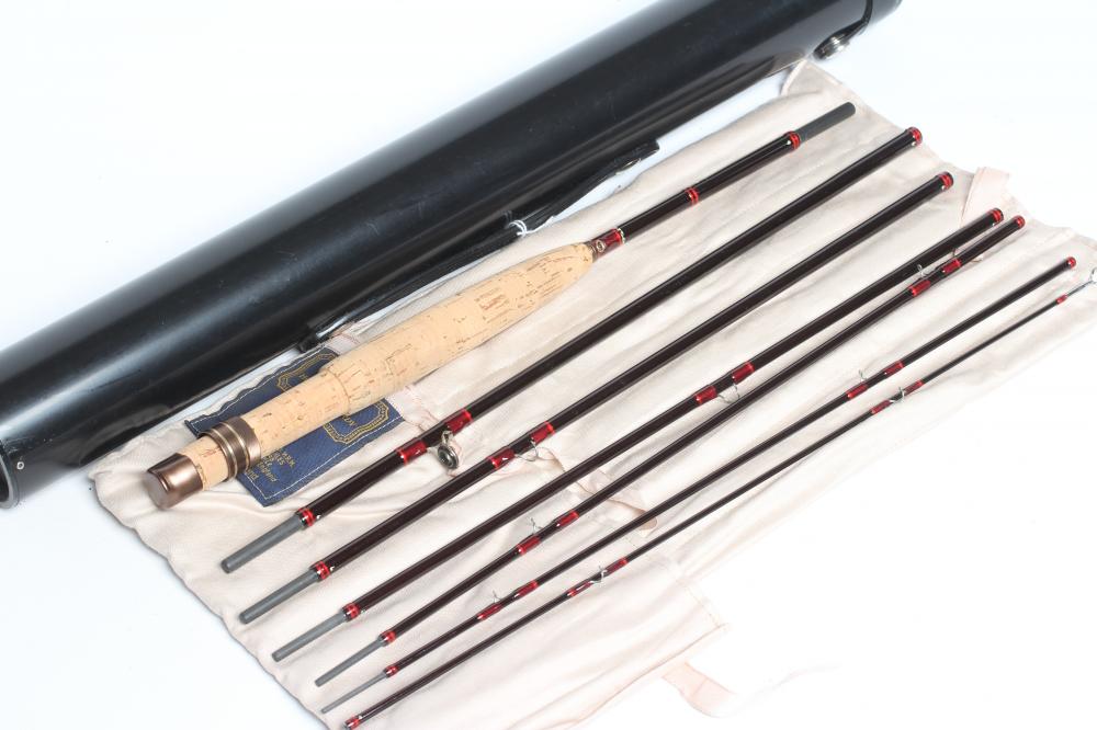 A HARDY #6 GRAPHITE SMUGGLER DE-LUXE 7 PIECE 8' 2 1/2" FISHING ROD, with half cigar grip, cork reel Image