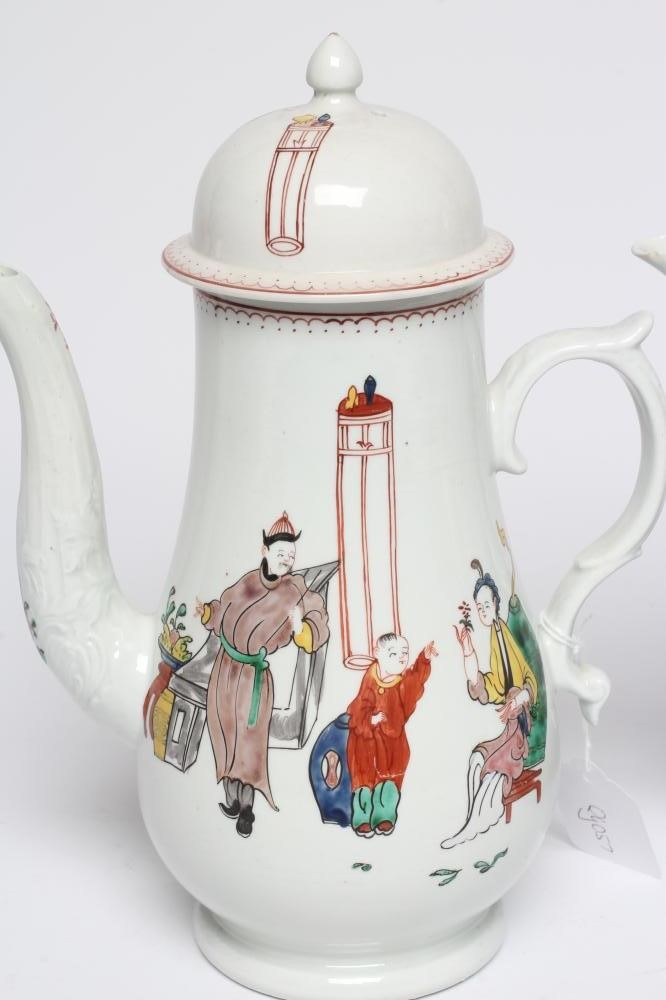 A JAMES PENNINGTON AND A CHRISTIAN'S PORCELAIN COFFEE POT AND COVER, c.1770's, Image