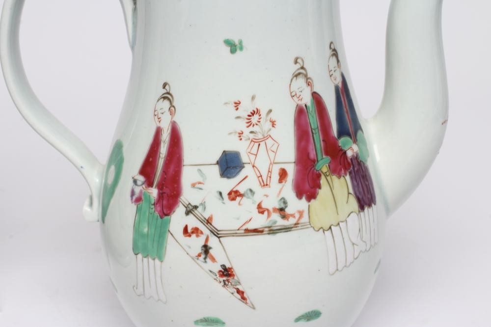A JAMES PENNINGTON AND A CHRISTIAN'S PORCELAIN COFFEE POT AND COVER, c.1770's, Image