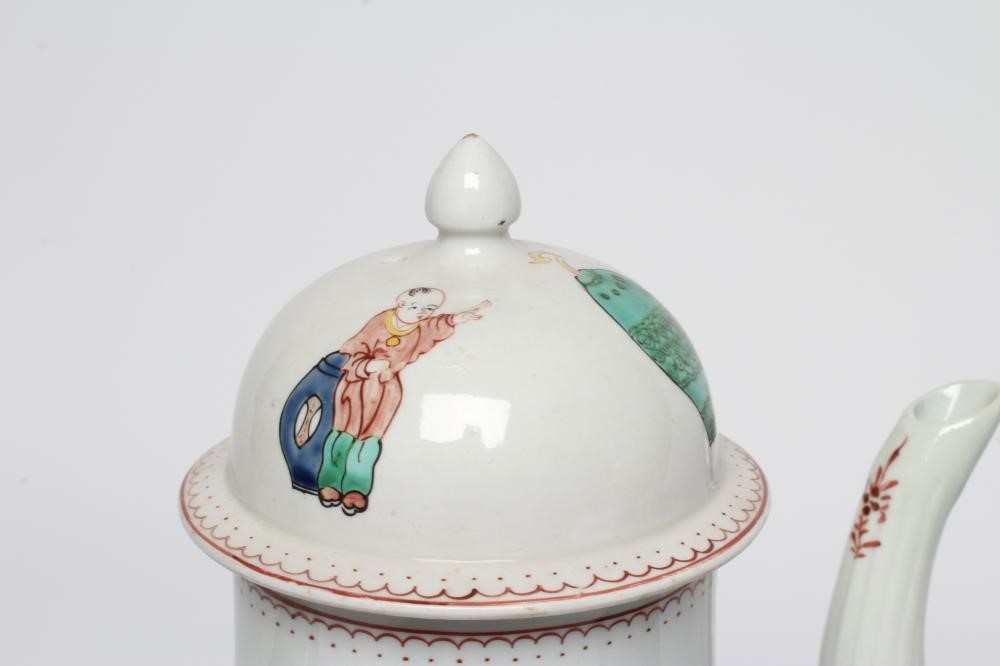 A JAMES PENNINGTON AND A CHRISTIAN'S PORCELAIN COFFEE POT AND COVER, c.1770's, Image