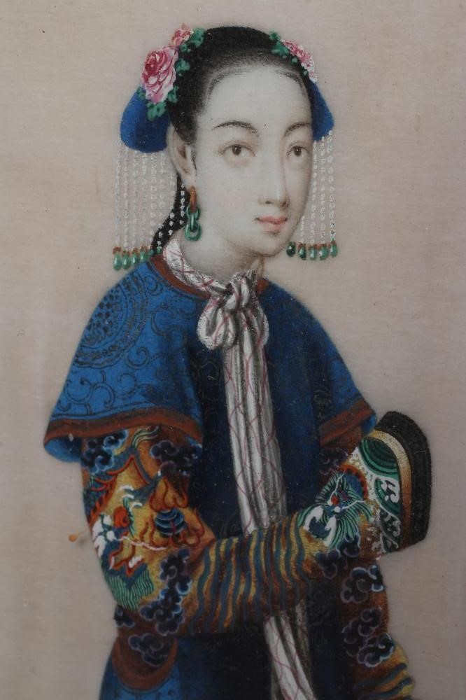 A SET OF FOUR CHINESE PAINTINGS ON RICE PAPER (?), depicting a male and female courtier in Image