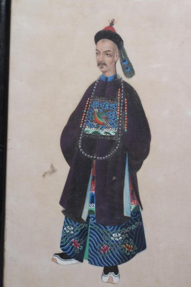 A SET OF FOUR CHINESE PAINTINGS ON RICE PAPER (?), depicting a male and female courtier in Image