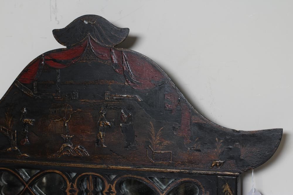 A CHINOISERIE BLACK LACQUERED PIER GLASS Image