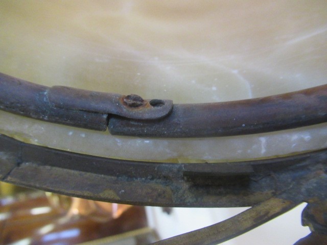 AN EMPIRE STYLE ALABASTER AND GILT METAL CEILING LIGHT Image