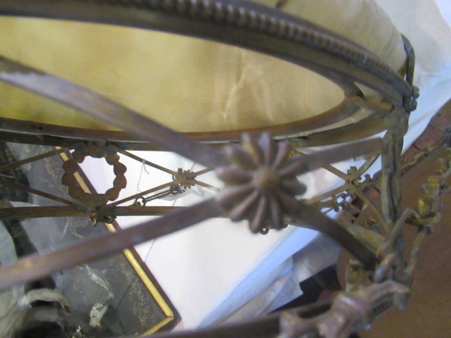 AN EMPIRE STYLE ALABASTER AND GILT METAL CEILING LIGHT Image