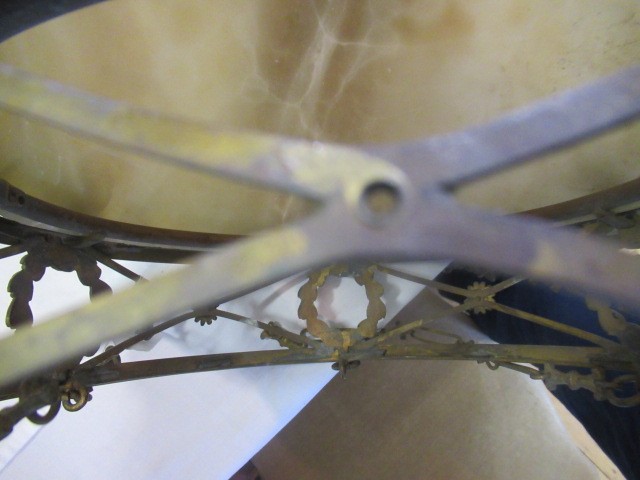 AN EMPIRE STYLE ALABASTER AND GILT METAL CEILING LIGHT Image