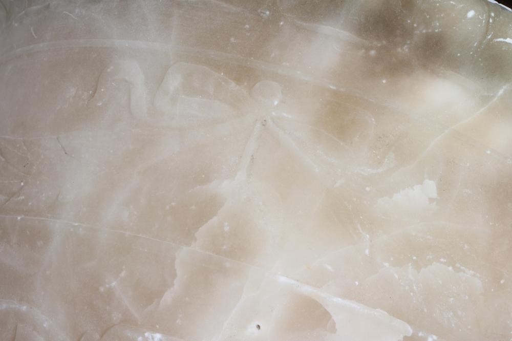 AN EMPIRE STYLE ALABASTER AND GILT METAL CEILING LIGHT Image