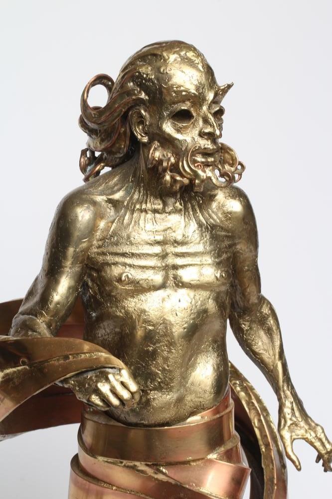 SEAN RICE (1931-1997) Male Mythical Figure, welded bronze and copper sculpture on square base, Image