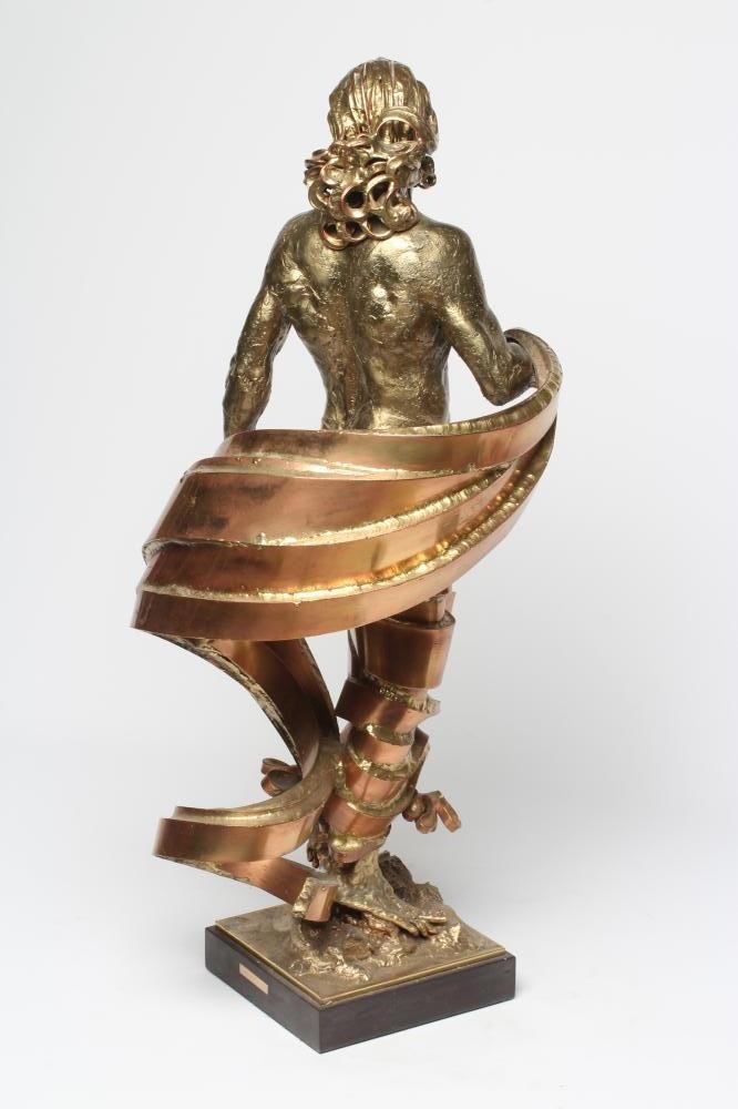 SEAN RICE (1931-1997) Male Mythical Figure, welded bronze and copper sculpture on square base, Image