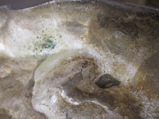 A VICTORIAN CUT GLASS AND PLATED CENTREPIECE with palm tree and deer on a rocky base, 19" high (Est. Image