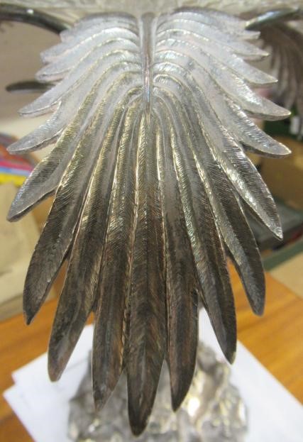 A VICTORIAN CUT GLASS AND PLATED CENTREPIECE with palm tree and deer on a rocky base, 19" high (Est. Image