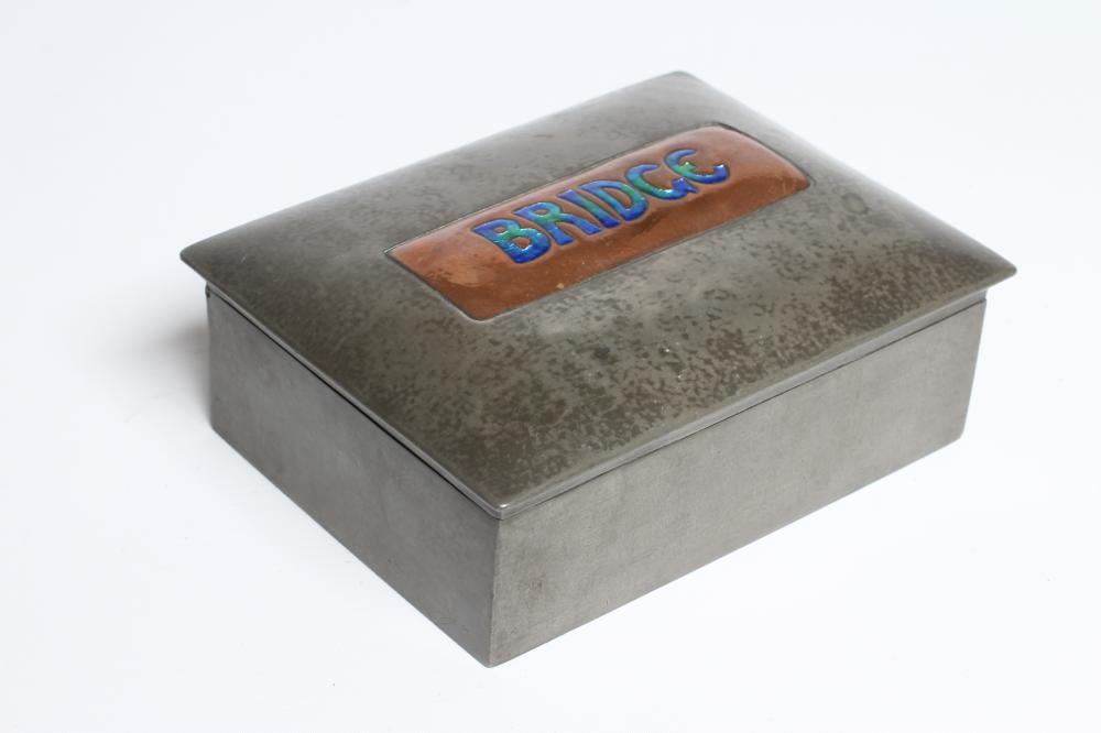 A TUDRIC PEWTER BRIDGE CARD BOX of plain oblong form Image